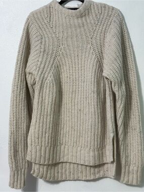 REI Cooperative Cream Chunky Crewneck Sweater Wool Blend XS